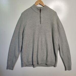 XL NORDSTROM CASHMERE COTTON BLEND GRAY MENS ZIP UP PULLOVER SWEATER EXTRA LARGE